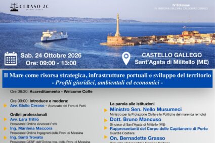 CONVEGNO: Il mare come risorsa strategica, infrastrutture portuali e sviluppo del territorio (Castello Gallego, 24 ottobre 2026, ore 9:00 – in presenza)
